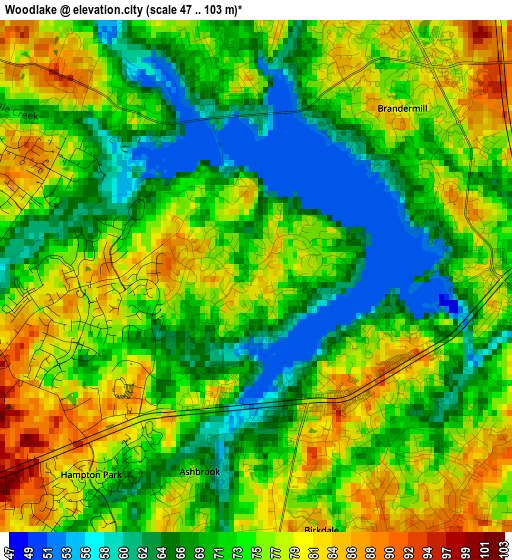 Woodlake elevation map