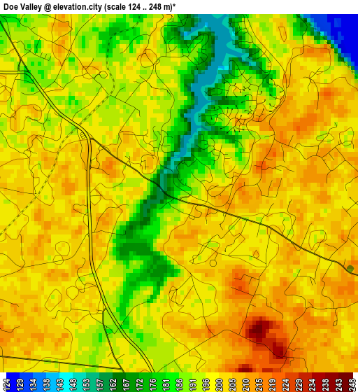 Doe Valley elevation map