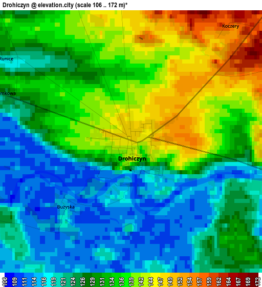 Drohiczyn elevation map