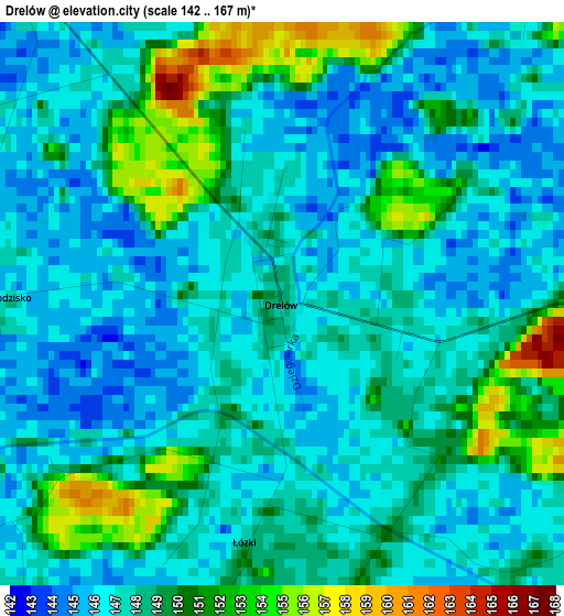 Drelów elevation map