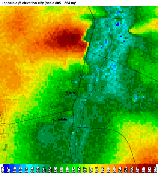 Lephalale elevation map