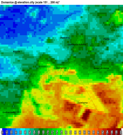 Domanice elevation map