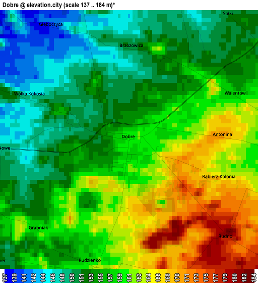 Dobre elevation map