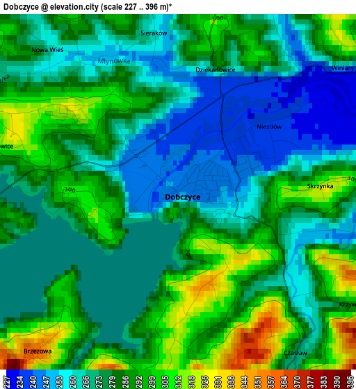 Dobczyce elevation map