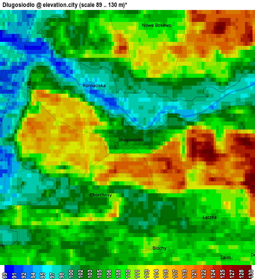 Długosiodło elevation map