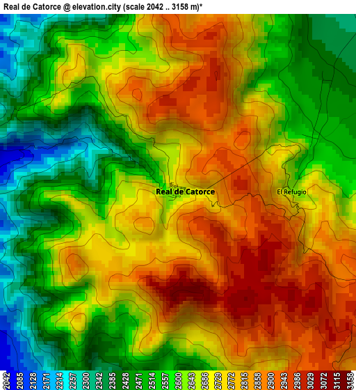 Real de Catorce elevation map