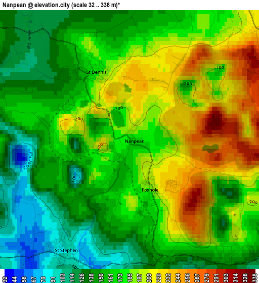 Nanpean elevation map