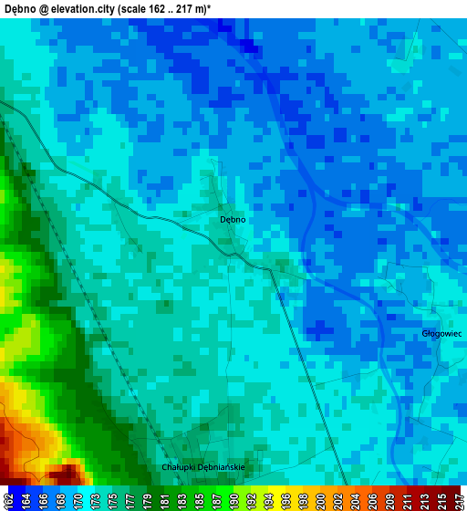 Dębno elevation map