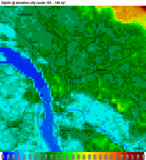 Dęblin elevation map