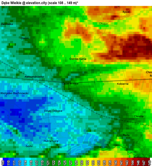 Dębe Wielkie elevation map