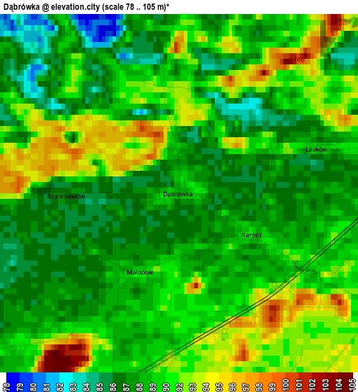 Dąbrówka elevation map