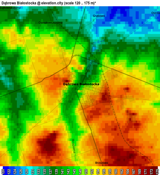 Dąbrowa Białostocka elevation map