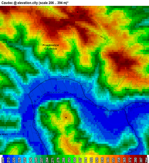 Czudec elevation map