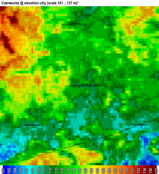 Czerwonka elevation map