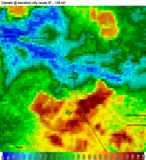 Czerwin elevation map