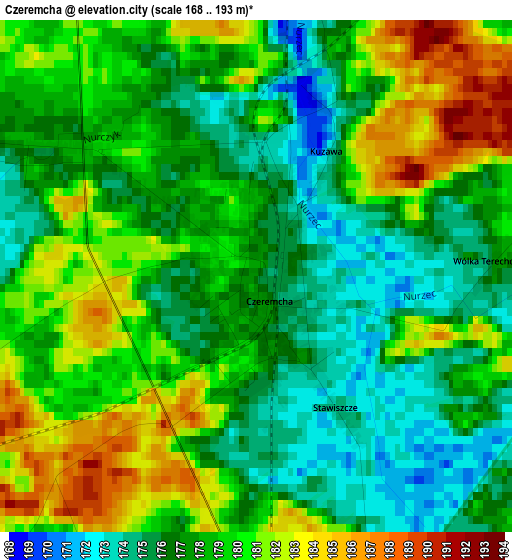 Czeremcha elevation map