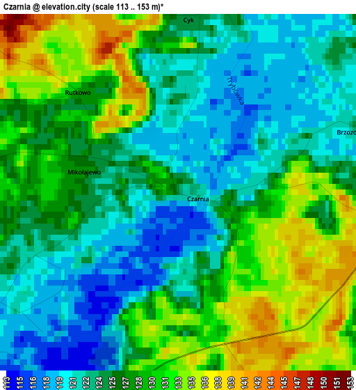 Czarnia elevation map