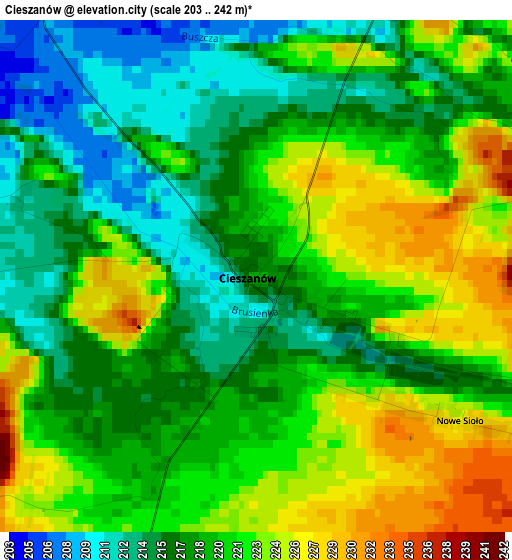 Cieszanów elevation map