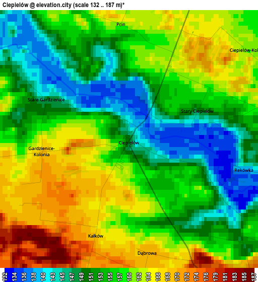 Ciepielów elevation map