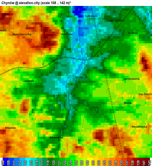 Chynów elevation map