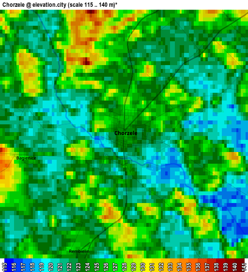 Chorzele elevation map