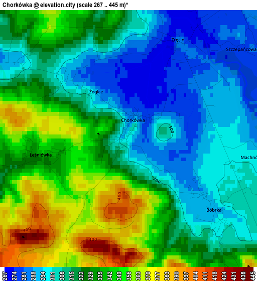 Chorkówka elevation map