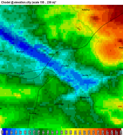 Chodel elevation map