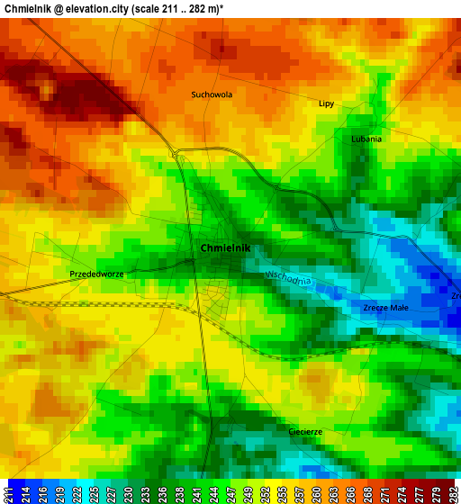 Chmielnik elevation map