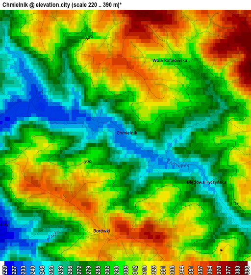 Chmielnik elevation map