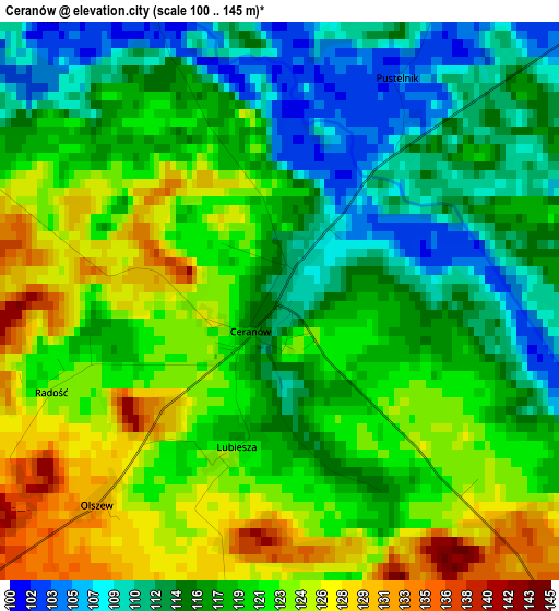 Ceranów elevation map