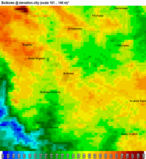 Bulkowo elevation map