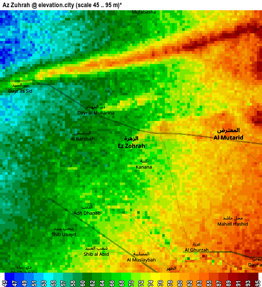 Az Zuhrah elevation map