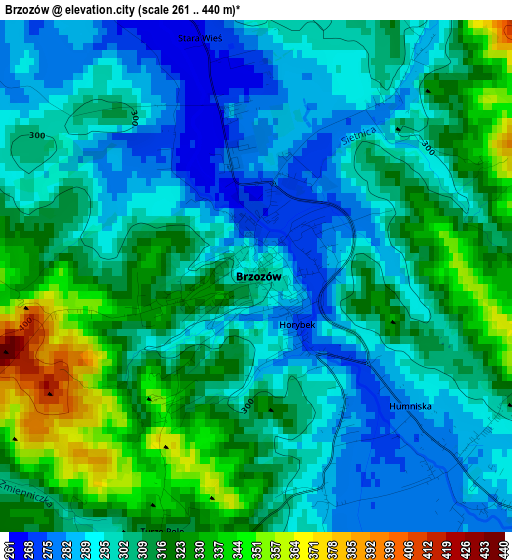 Brzozów elevation map