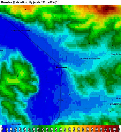 Brzostek elevation map