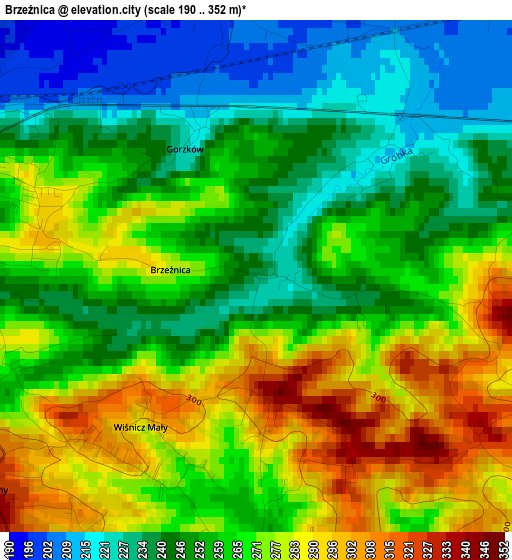 Brzeźnica elevation map