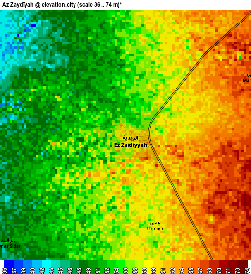 Az Zaydīyah elevation map