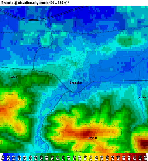 Brzesko elevation map