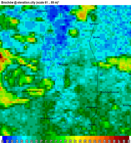 Brochów elevation map