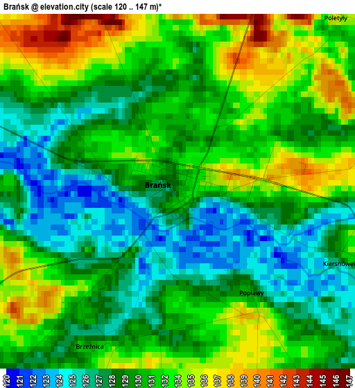 Brańsk elevation map