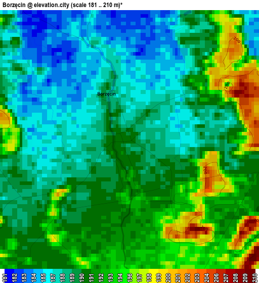 Borzęcin elevation map