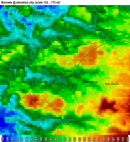 Borowie elevation map