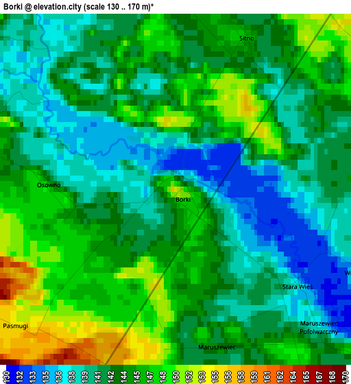 Borki elevation map