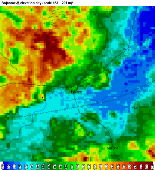 Bojanów elevation map