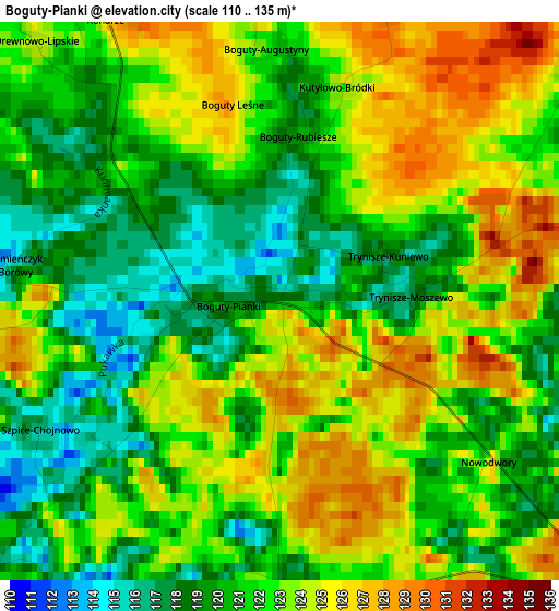 Boguty-Pianki elevation map