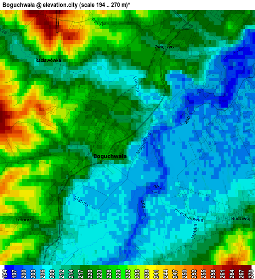 Boguchwała elevation map