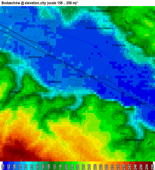 Bodzechów elevation map