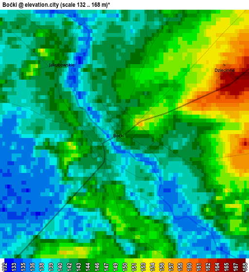 Boćki elevation map