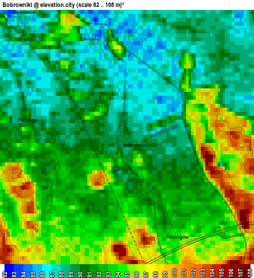 Bobrowniki elevation map