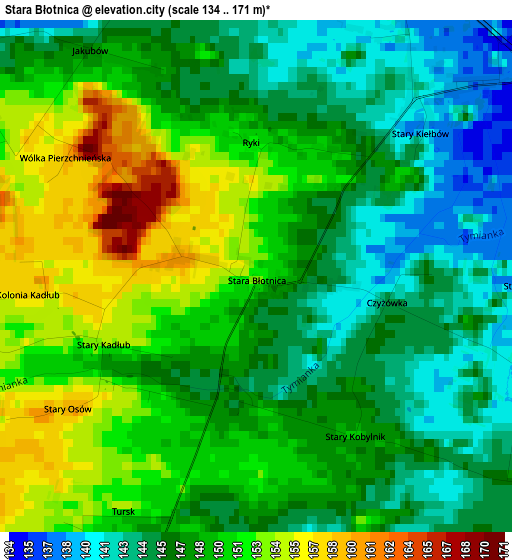 Stara Błotnica elevation map