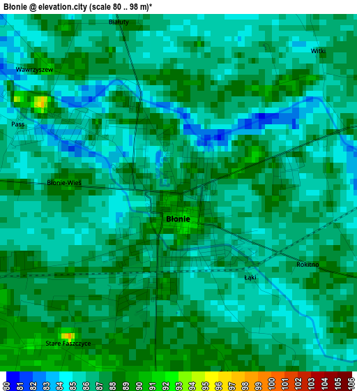 Błonie elevation map